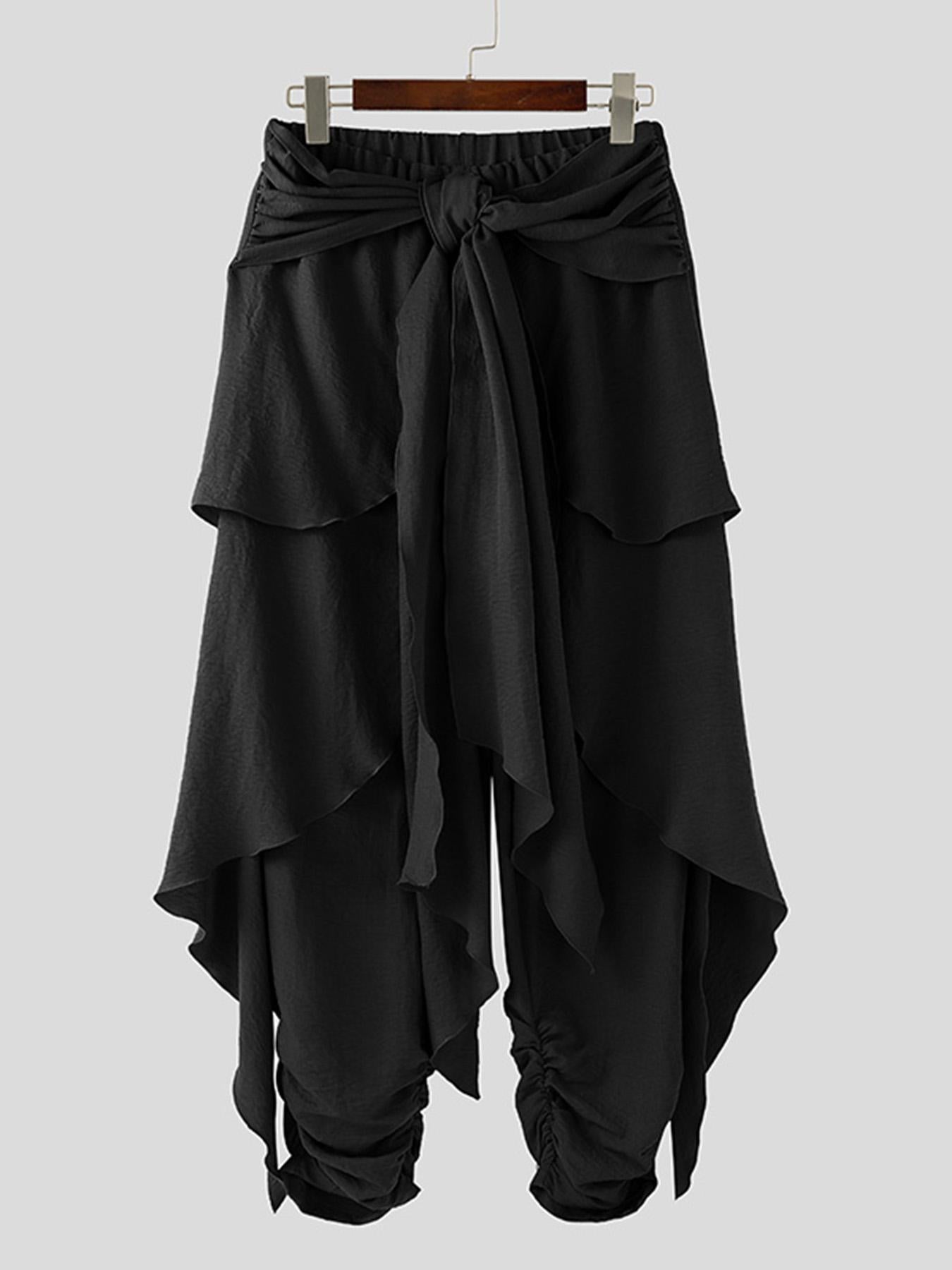 men   two piece trousers high waist lace solid