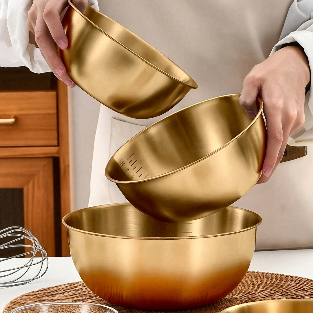 3pcs stainless steel salad bowls set oven safe durable