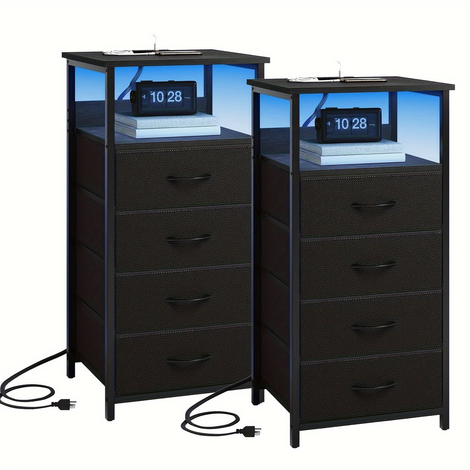 1 2pcs night stand display stand 1 2 3 4 drawers led