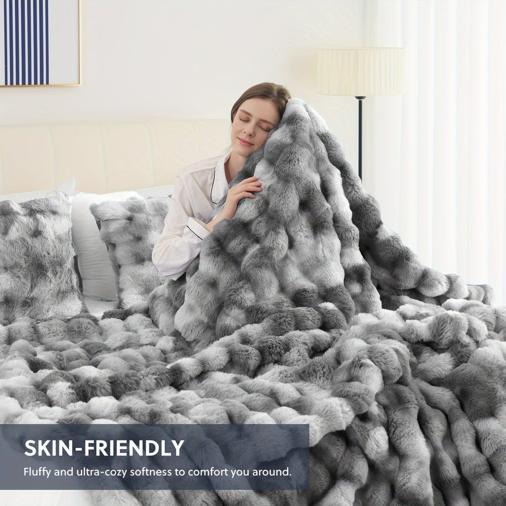 1pc orhopui   rabbit fleece blanket soft warm throw