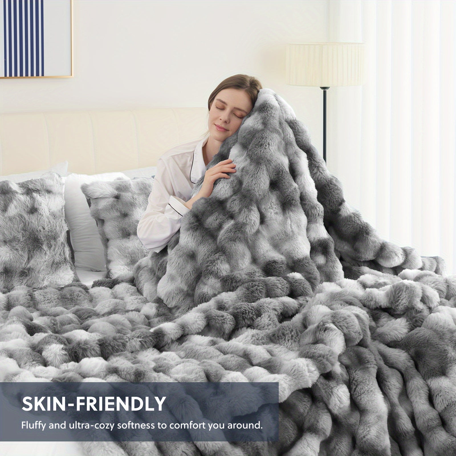 1pc orhopui   rabbit fleece blanket soft warm throw