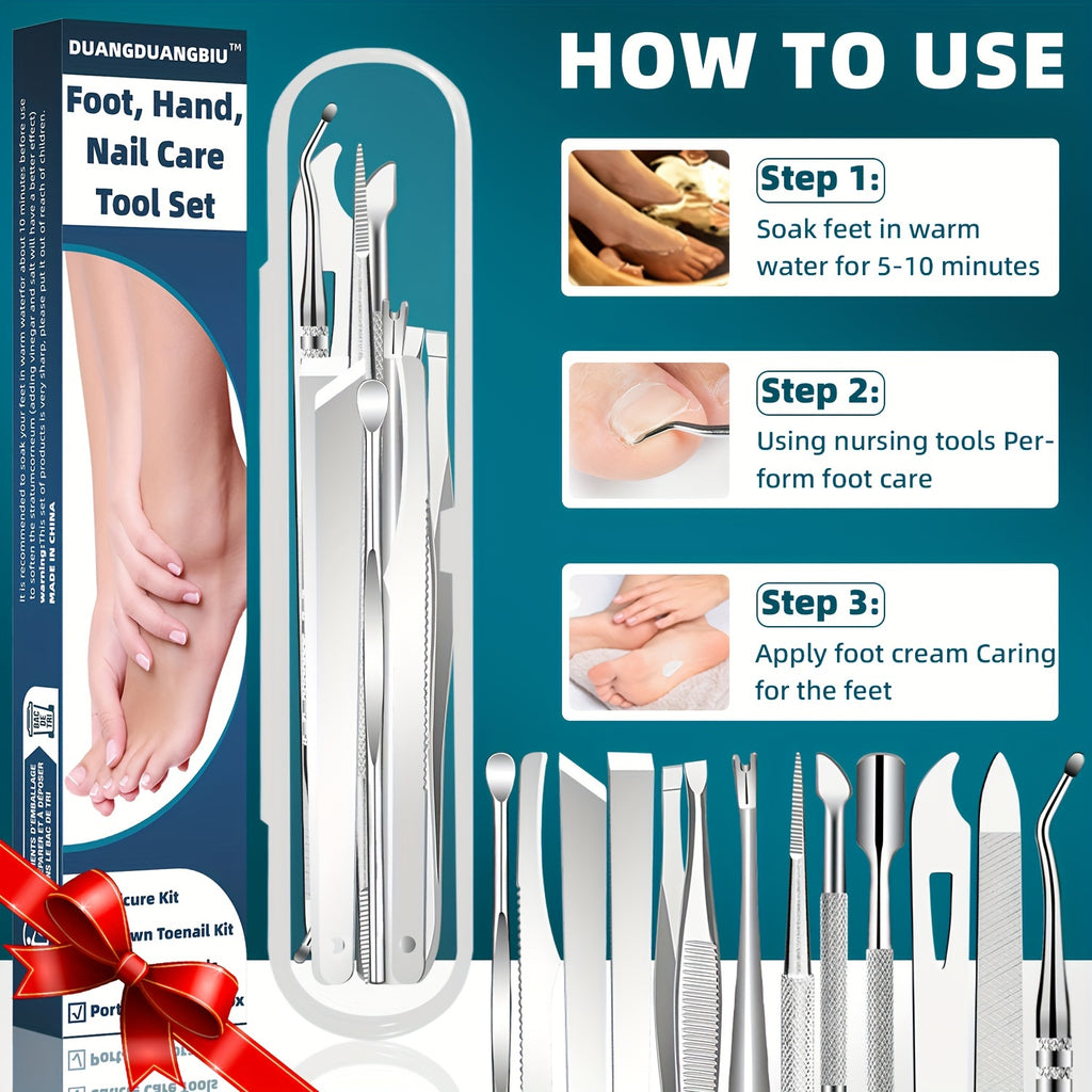 10pcs stainless steel ingrown toenail cuticle removal kit