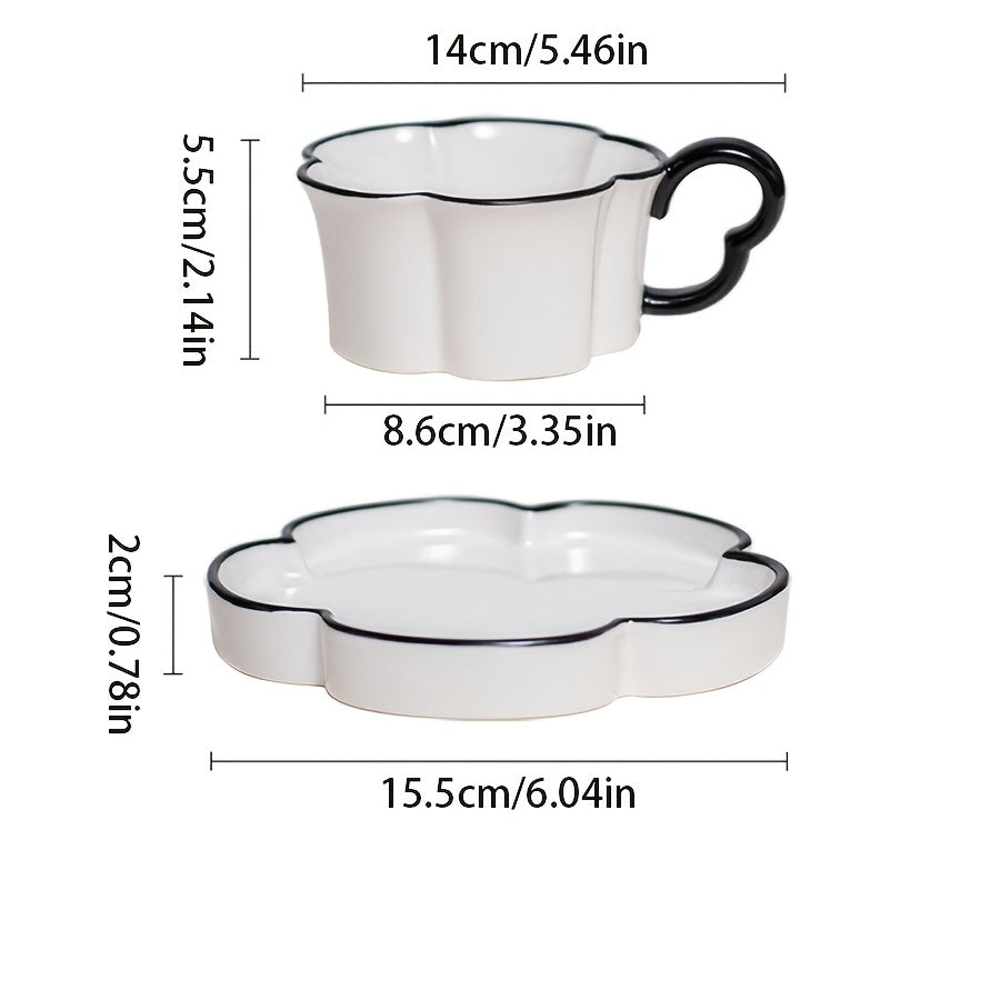 minimalist petal shaped ceramic coffee cup saucer