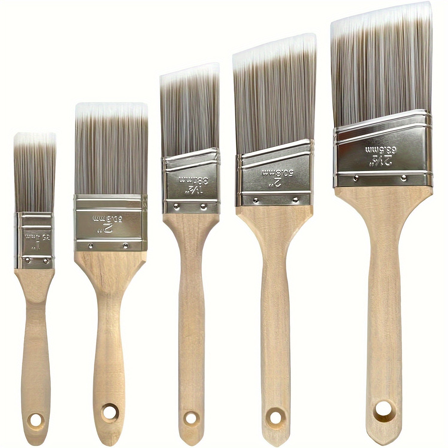 5pcs paintbrush set tapered synthetic bristles wooden
