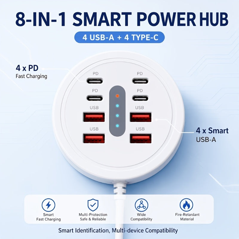 66w round usb c fast charging hub 8 in 1 model 4 type c pd 4