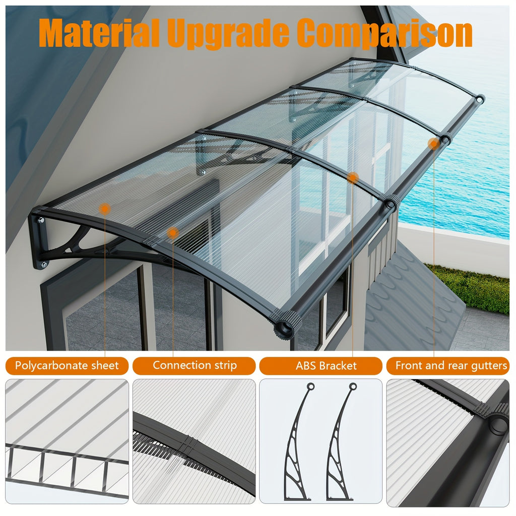awnings windows doors large gutters rain sun uv protection