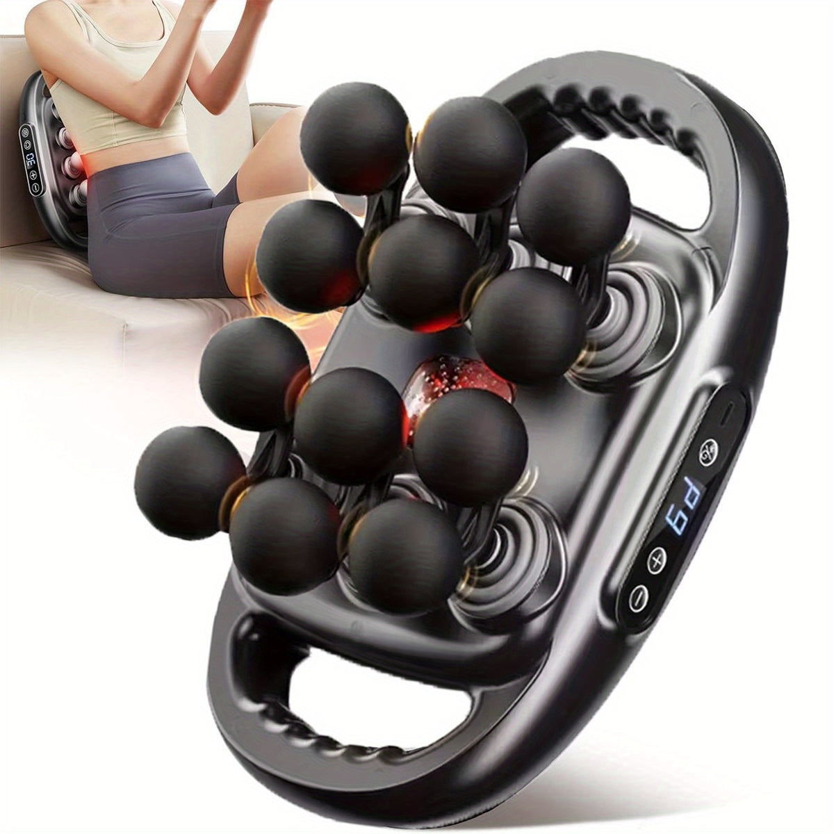 1pc handheld massage gun 12 head multi function massager usb
