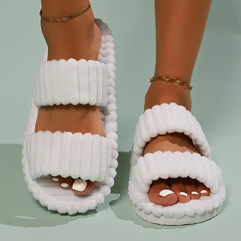 womens plush half toe slippers suitable soft warm indoor non