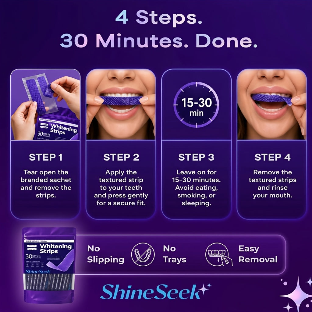 14pcs 7pairs 30 minute quick purple pap teeth strips