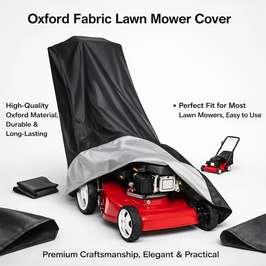 a lawn mower cover designed outdoor storage   in a